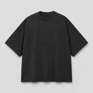 Black oversized T-shirt on a clean studio background